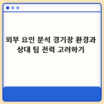 외부 요인 분석 경기장 환경과 상대 팀 전력 고려하기