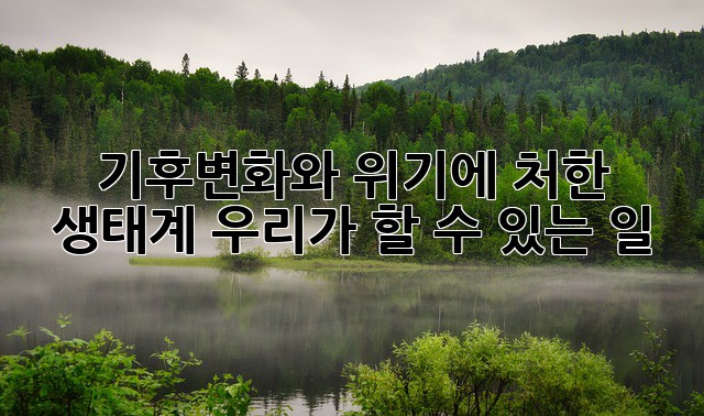 기후변화와 위기에 처한 생태계: 우리가 할 수 있는 일