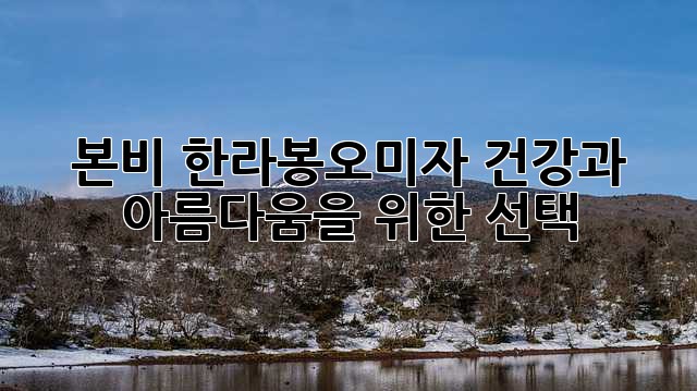 본비 한라봉오미자: 건강과 아름다움을 위한 선택