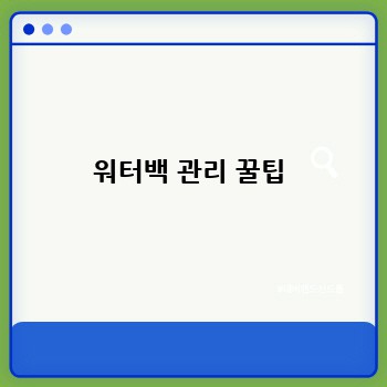 워터백 관리 꿀팁